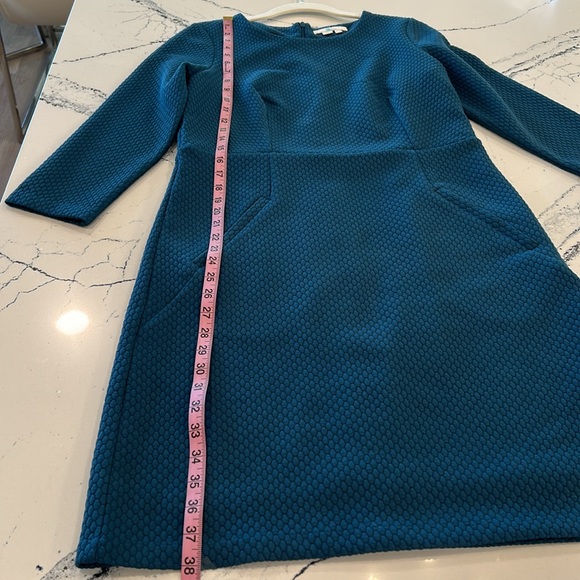 Boden Teal Blue Quilted Pattern Work Dress with  3 Quarter Sleeves sz.8R - Picture 10 of 13